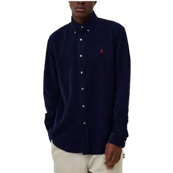 RALPH LAUREN Vintage Corduroy Button Down Shirt | Classic Fit | Navy | Large - Picture 1 of 7